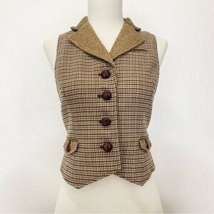 LOFT Brown Checkered Vest